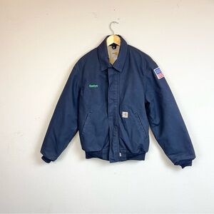 Carhartt FR Jacket Men’s Small 101623-410 Cat Work Blue Full Zip Quilted Lining